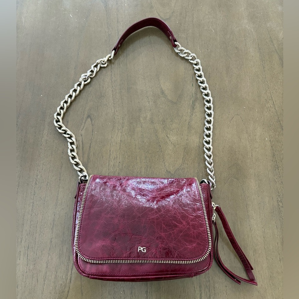 PURIFICACIÓN GARCÍA shoulder leather bag in burgundy